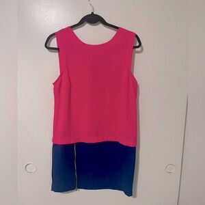 ASTR the label 2 tone color block pink blue zipper dress
